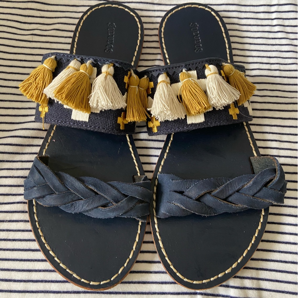 Soludos Tasseled Slide Sandals, Women’s Size 7, Boho Chic, Flat